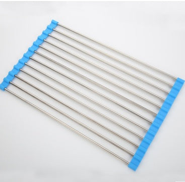 Foldable Stainless Steel Sink Rack – Space-Saving Roll-Up Dish Drying Rack