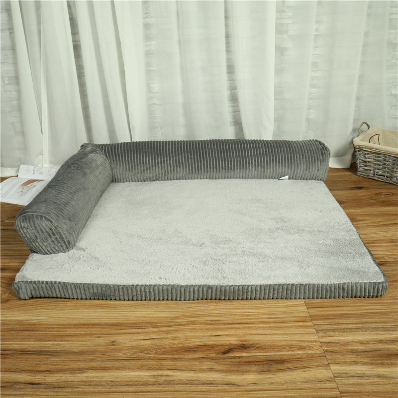 Corduroy Pet Sofa Bed – Soft, Non-Slip & Washable Dog Bed