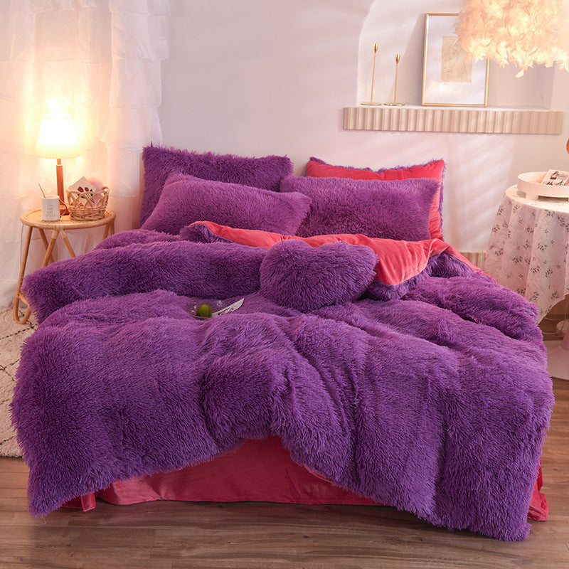 Luxury Fluffy Fleece Duvet Cover Set – Ultra Soft Warm Bedding for Winter (Queen & King Sizes)