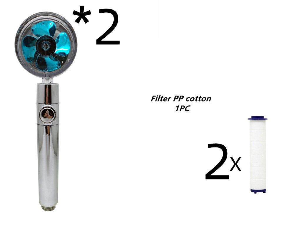 Turbocharged Shower Head with Stop Button & Cotton Filter – High Pressure Propeller Design