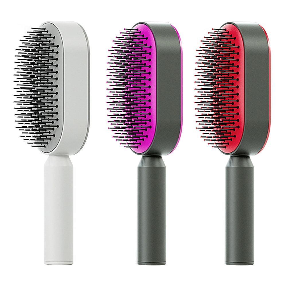 Self-Cleaning Hair Brush for Women – Anti-Frizz Scalp Massager with One-Click Cleaning & Air Cushion Design
