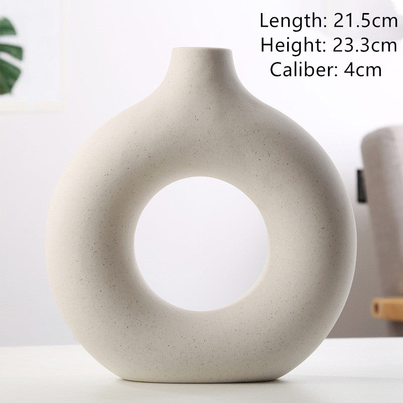 Modern Ceramic Frosted Vase – Minimalist Home Decor Flower Arrangement Ornament