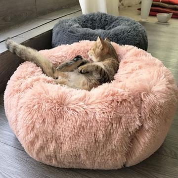 Plush Calming Pet Bed – Round Donut Nest for Dogs & Cats