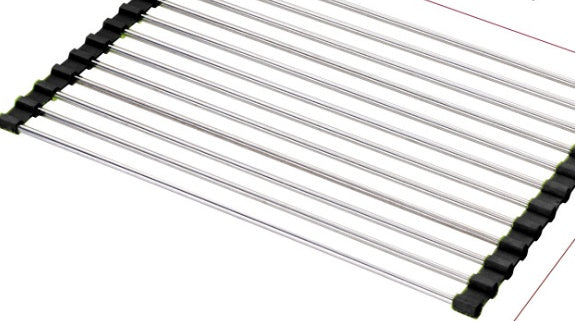 Foldable Stainless Steel Sink Rack – Space-Saving Roll-Up Dish Drying Rack
