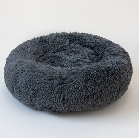 Plush Calming Pet Bed – Round Donut Nest for Dogs & Cats