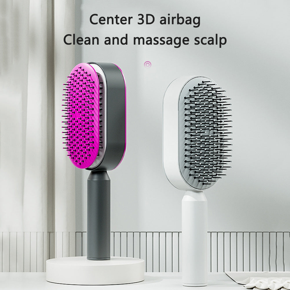 Self-Cleaning Hair Brush for Women – Anti-Frizz Scalp Massager with One-Click Cleaning & Air Cushion Design