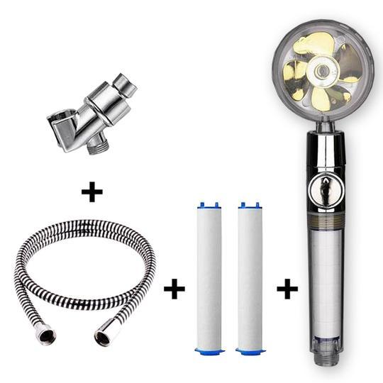 Turbocharged Shower Head with Stop Button & Cotton Filter – High Pressure Propeller Design