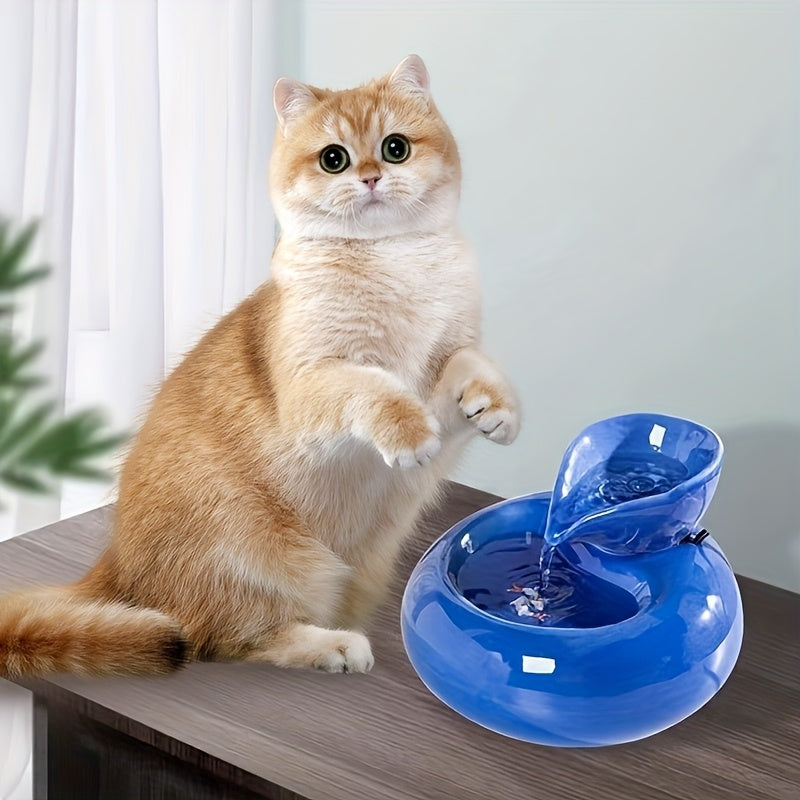 Automatic Circulation Pet Water Dispenser with Replaceable Filter - USB-Powered Hygienic Water Bowl for Cats & Dogs, Modern Blue Design with White Accents, No Battery Needed, Cat Water Fountain, Pet Hydration Solution, Contem