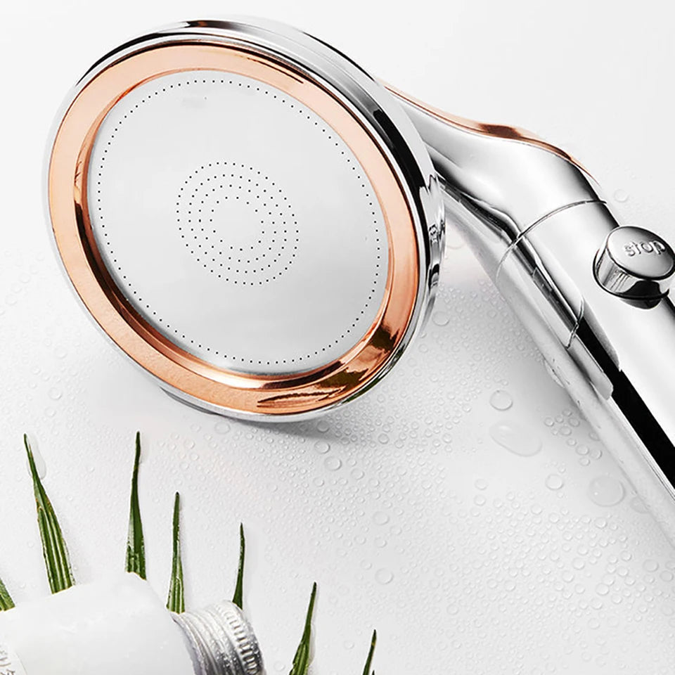 Big Panel High Pressure Large Flow Shower Head With Stop Water Button Silver Massage Abs Spray Nozzle Rainfall Bathroom Shower