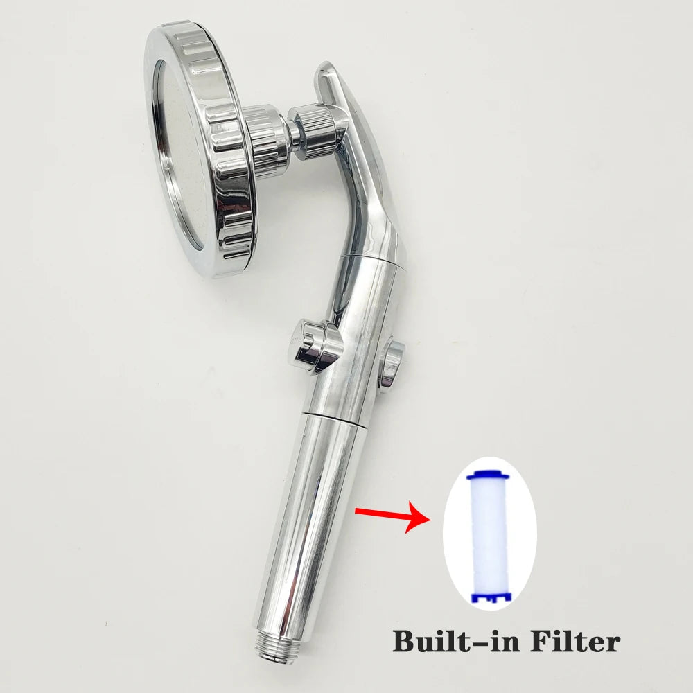 Big Panel High Pressure Large Flow Shower Head With Stop Water Button Silver Massage Abs Spray Nozzle Rainfall Bathroom Shower