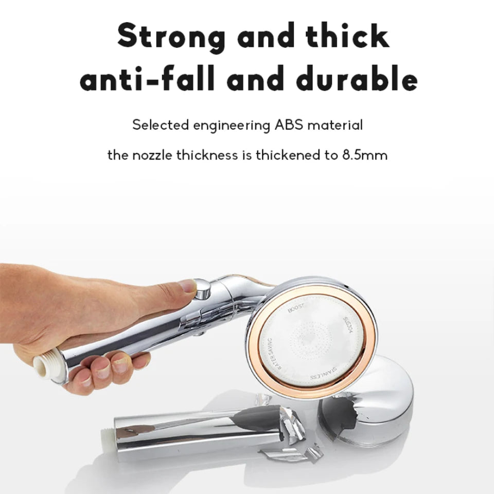 Big Panel High Pressure Large Flow Shower Head With Stop Water Button Silver Massage Abs Spray Nozzle Rainfall Bathroom Shower