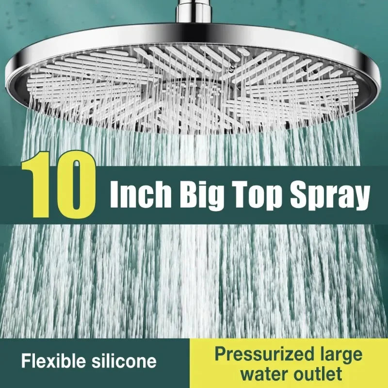 New 10 Inch Big Panel Rainfall Shower Head,High Pressure Shower Head,Water Saving,Top Rain Shower Faucet Bathroom Accessories