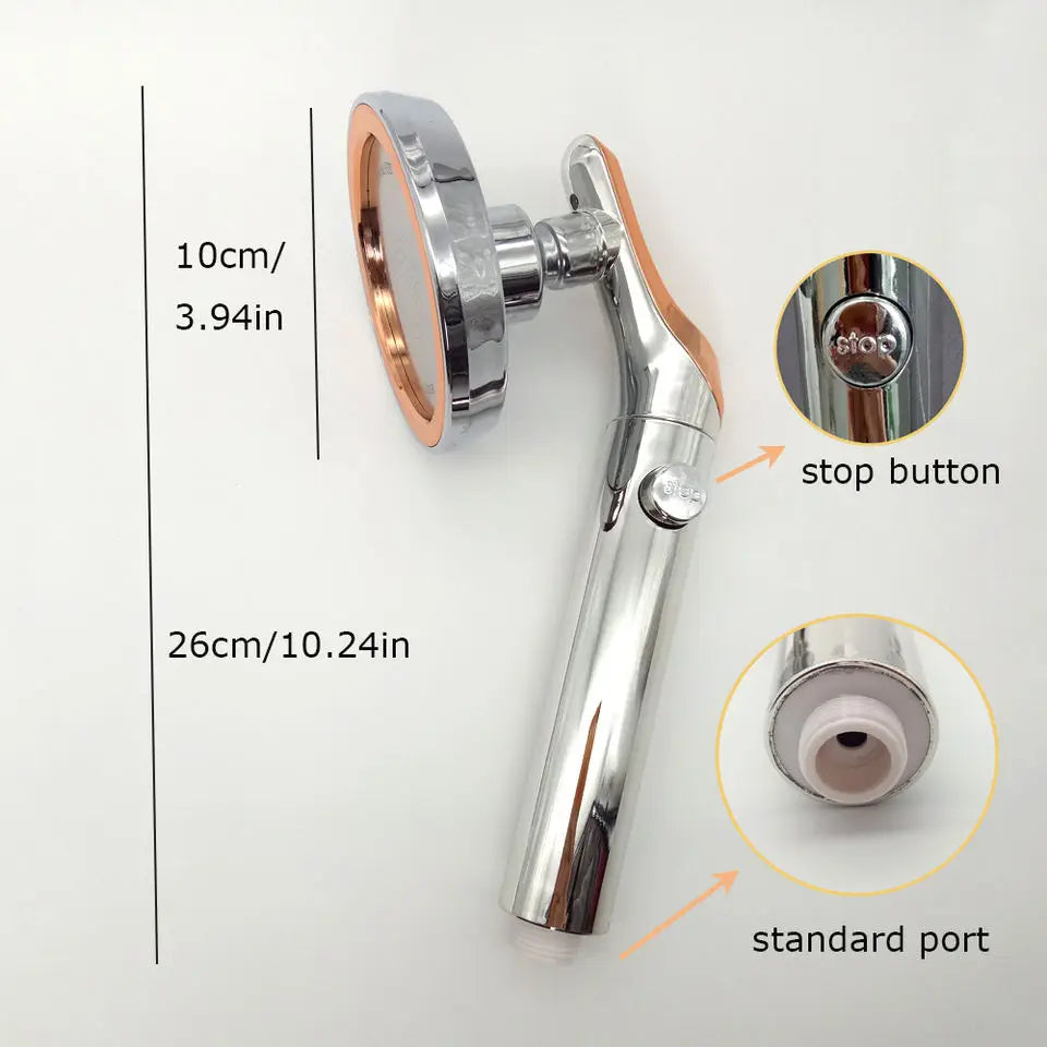 Big Panel High Pressure Large Flow Shower Head With Stop Water Button Silver Massage Abs Spray Nozzle Rainfall Bathroom Shower