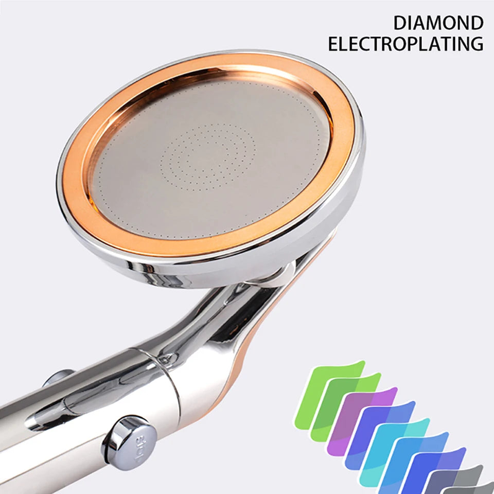 Big Panel High Pressure Large Flow Shower Head With Stop Water Button Silver Massage Abs Spray Nozzle Rainfall Bathroom Shower