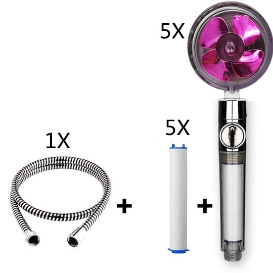Turbocharged Shower Head with Stop Button & Cotton Filter – High Pressure Propeller Design