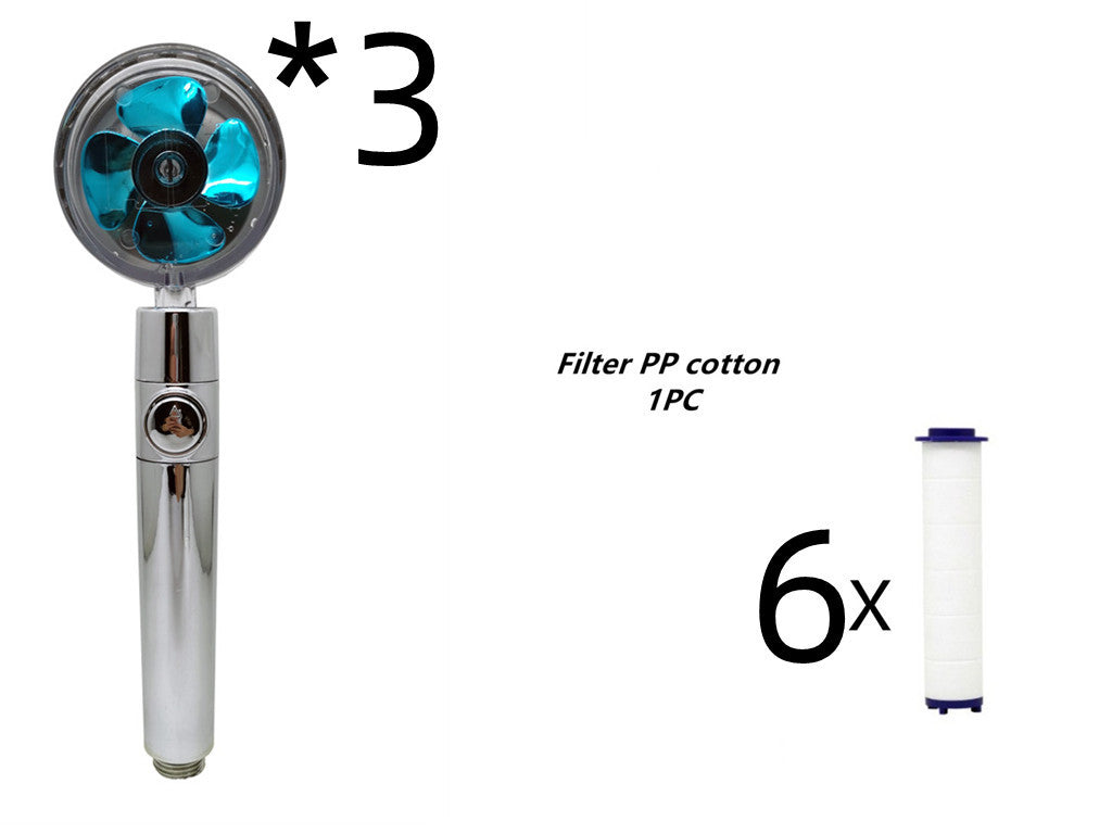 Turbocharged Shower Head with Stop Button & Cotton Filter – High Pressure Propeller Design