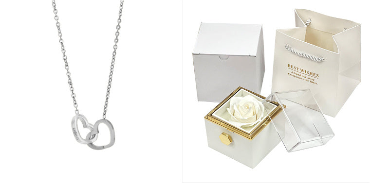 Rotating Rose Gift Box with Jewelry Drawer – Preserved Soap Flower Rose for Romantic Gifts & Anniversaries