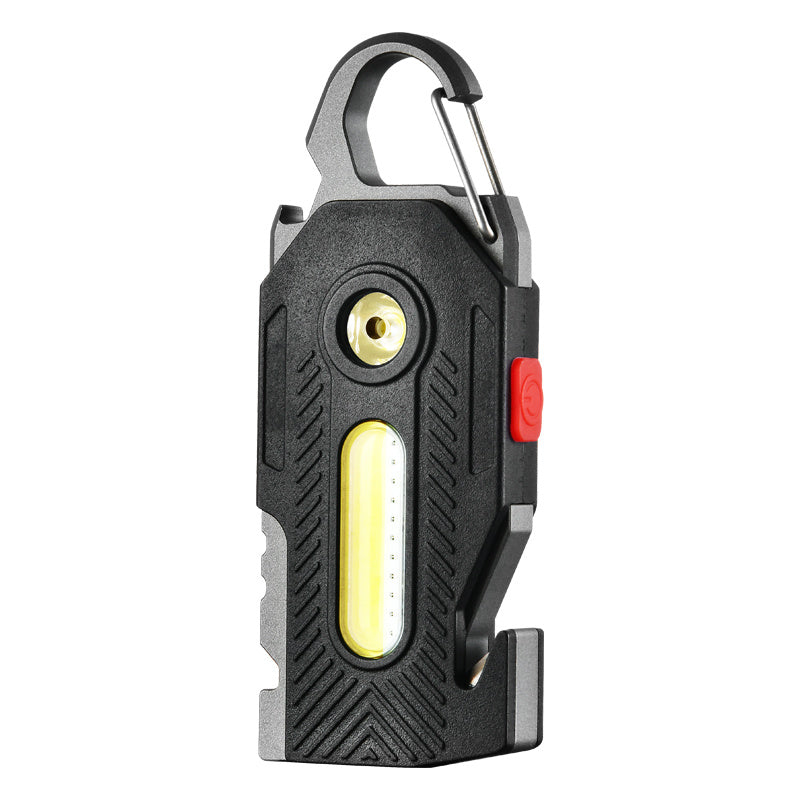 Multifunctional Keychain Flashlight – Rechargeable COB LED Work Light with Emergency Tools