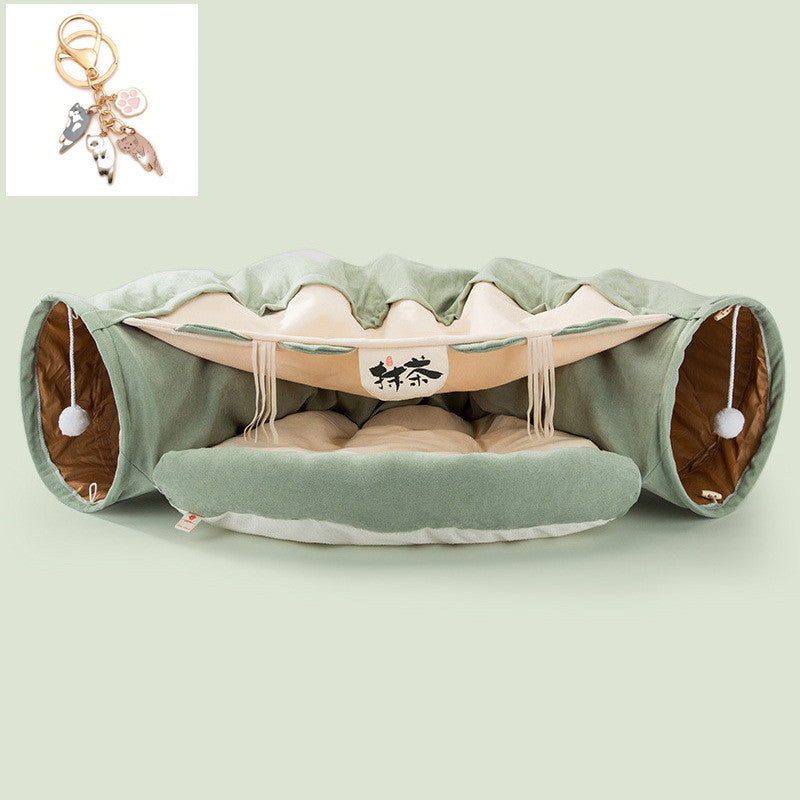 Foldable Cat Tunnel Bed – Soft, Washable & Interactive Play Tunnel