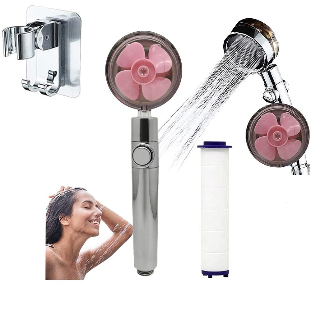 Turbocharged Shower Head with Stop Button & Cotton Filter – High Pressure Propeller Design