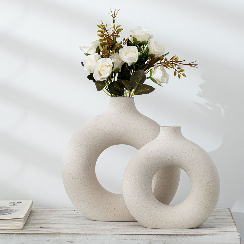 Modern Ceramic Frosted Vase – Minimalist Home Decor Flower Arrangement Ornament