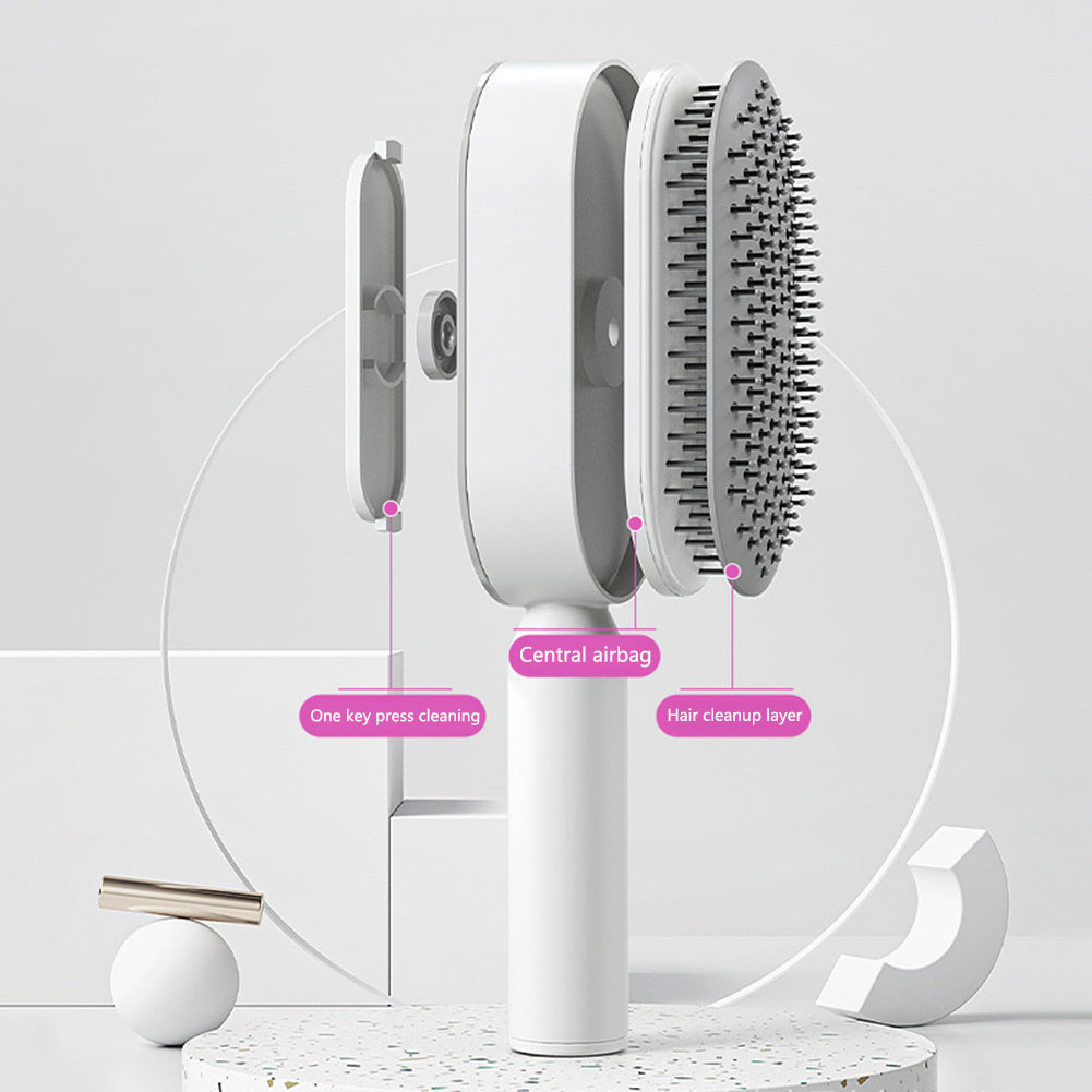 Self-Cleaning Hair Brush for Women – Anti-Frizz Scalp Massager with One-Click Cleaning & Air Cushion Design