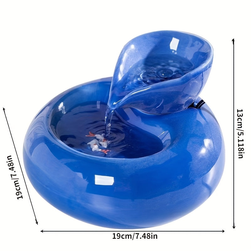 Automatic Circulation Pet Water Dispenser with Replaceable Filter - USB-Powered Hygienic Water Bowl for Cats & Dogs, Modern Blue Design with White Accents, No Battery Needed, Cat Water Fountain, Pet Hydration Solution, Contem