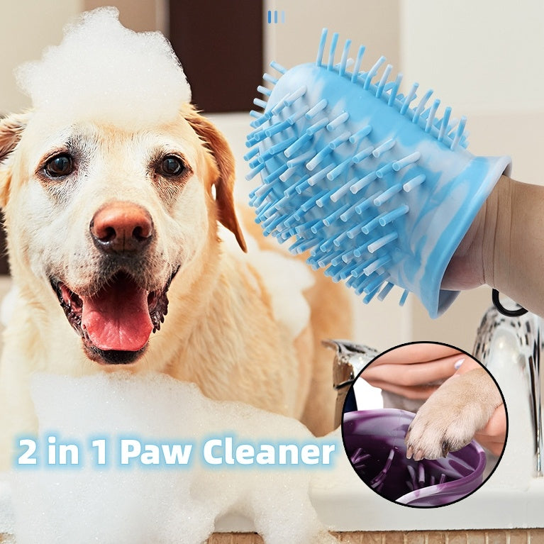 2-in-1 Dog Paw Cleaner Cup – Portable Pet Paw Washer & Silicone Grooming Brush