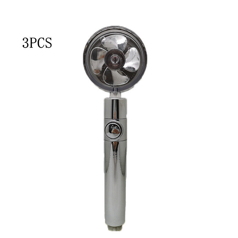 Turbocharged Shower Head with Stop Button & Cotton Filter – High Pressure Propeller Design