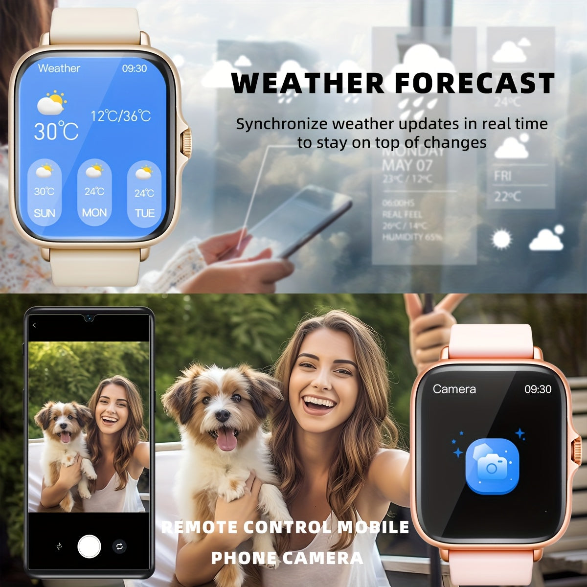 Sports Smart Watch, 1.83'' Full Touch Screen Display with Message, Answer Make Call Smartwatch, Sleep Monitoring, Sports Pedometer, Information Alerts, for iPhone Android Phones, Smartbands Fitness Watch for Women Men Friend