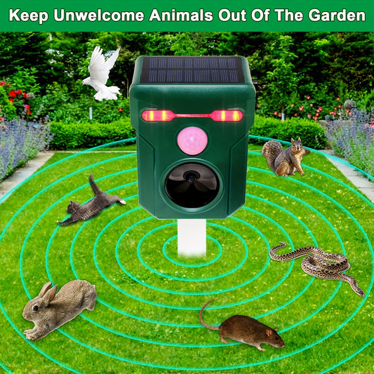 1pc Ultrasonic Animal Repeller Outdoor Solar Animal Repeller, Animal Deterrent Devices Outdoor With Motion And Light Sensor And Sound With Flashing LED Lights, Siren Expelled Cats, Dogs, Deer, Raccoons, Birds, Skunks, Squirre