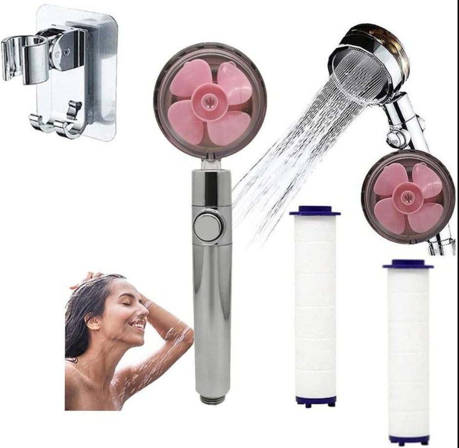 Turbocharged Shower Head with Stop Button & Cotton Filter – High Pressure Propeller Design