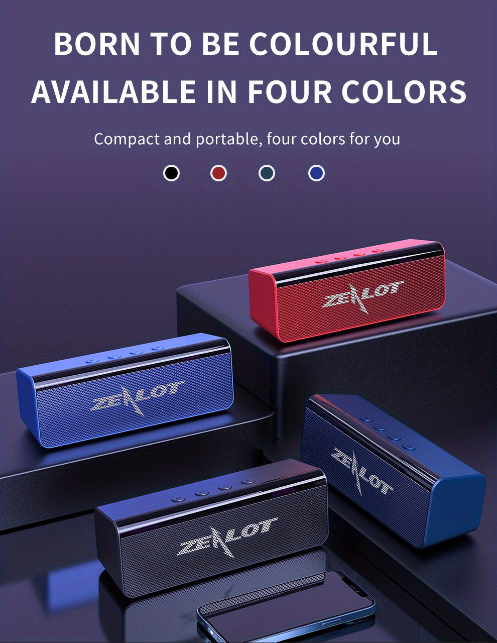 ZEALOT S31 Futuristic Portable Wireless Speaker, 2200mAh Battery, 10-Hour Playtime, Dual Loud Stereo with 3D Surround Sound, Wireless 5.0, Compatible with Phones/Tablets/TVs, Perfect for Home, Car, Outdoor & Camping - Great G