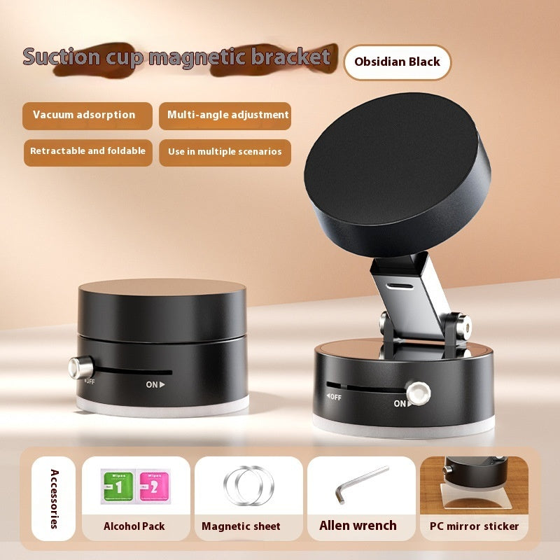 Magnetic Vacuum Car Phone Holder – Foldable 360° Suction Mount for Dashboard, Desk & Mirror