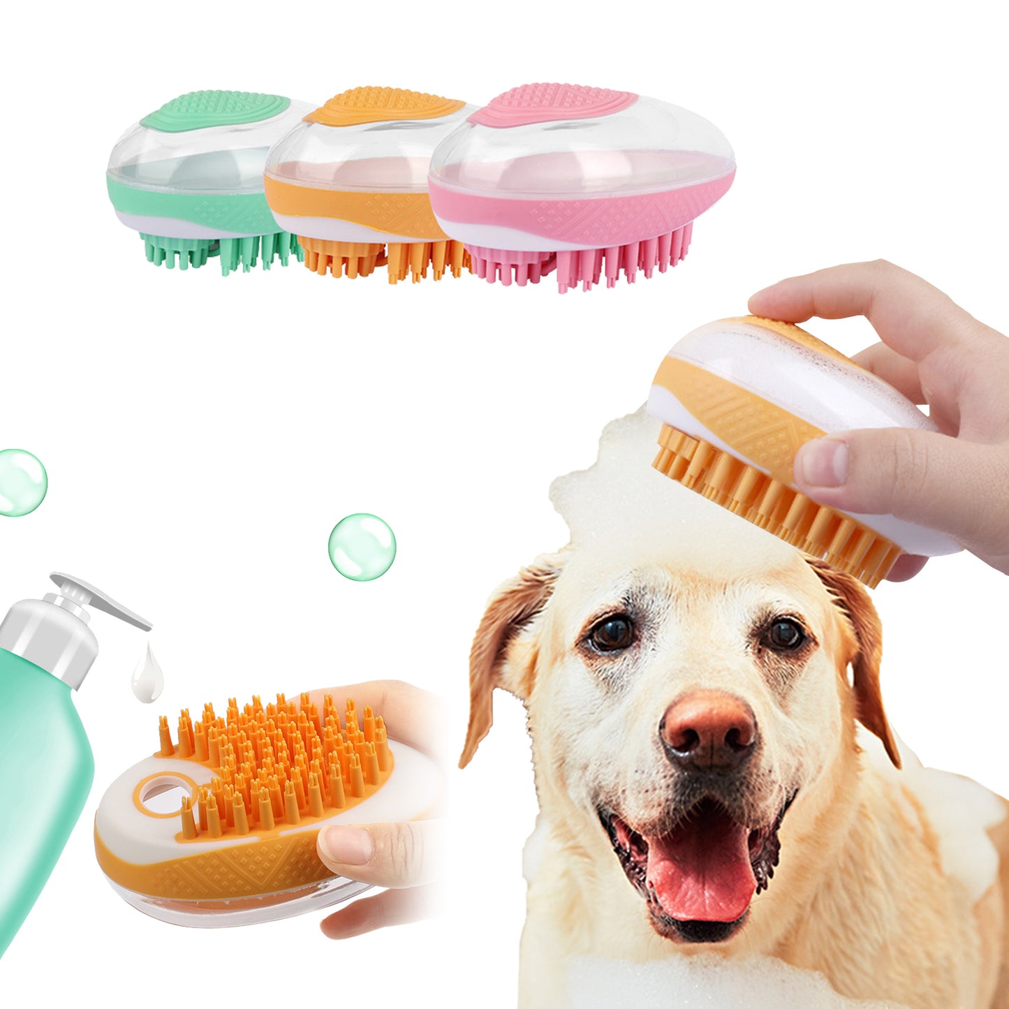 2-in-1 Pet Bath & Massage Brush – Soft Silicone Grooming Comb for Dogs & Cats