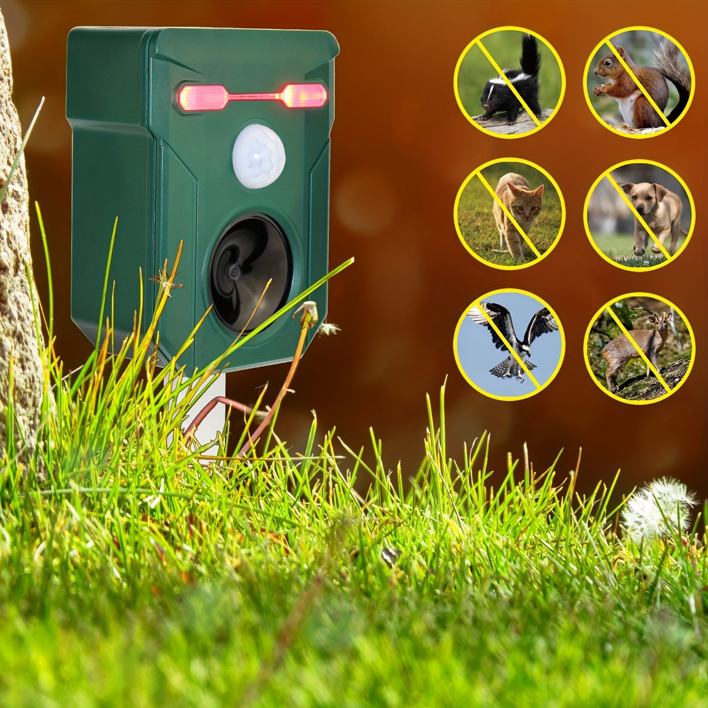 1pc Ultrasonic Animal Repeller Outdoor Solar Animal Repeller, Animal Deterrent Devices Outdoor With Motion And Light Sensor And Sound With Flashing LED Lights, Siren Expelled Cats, Dogs, Deer, Raccoons, Birds, Skunks, Squirre