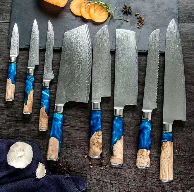 Premium Japanese Chef Knife Set – 67-Layer Damascus Steel Kitchen Knives with Wooden Handle