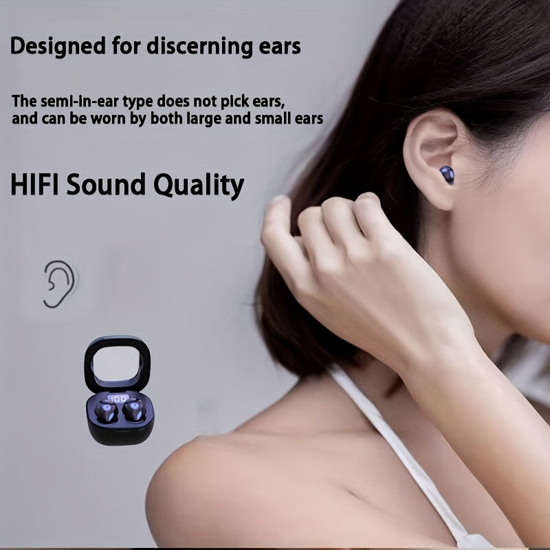 Ultra-Compact Mini Wireless In-Ear Headphones 5.3 - True Wireless, Noise Cancelling, HiFi Sound, Invisible Design for All-Day Wear, Touch Controls, USB-C Charging, Ideal for Running & Sleep, Compatible with All Mobile Phones,