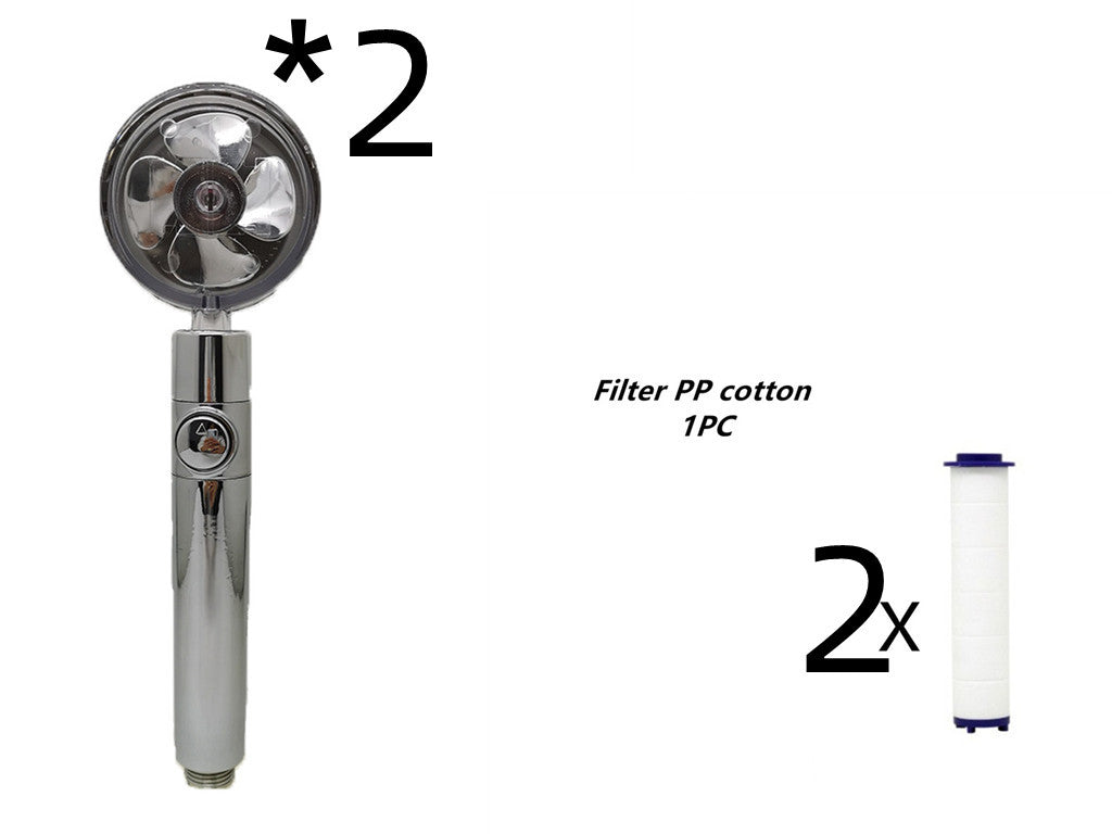 Turbocharged Shower Head with Stop Button & Cotton Filter – High Pressure Propeller Design