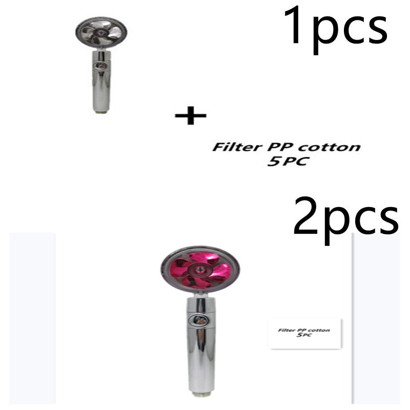 Turbocharged Shower Head with Stop Button & Cotton Filter – High Pressure Propeller Design