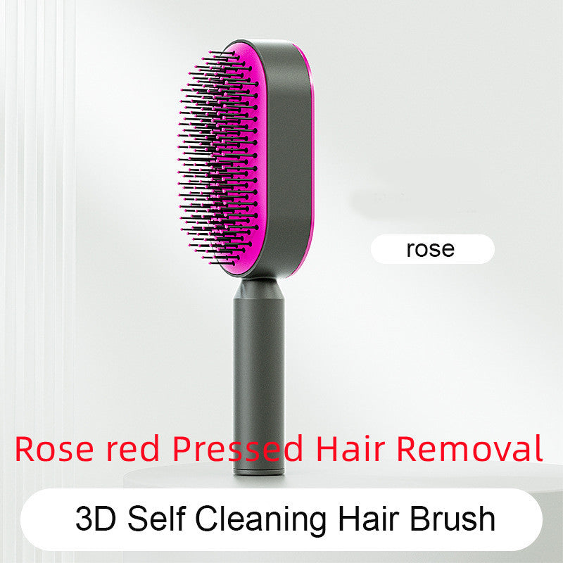 Self-Cleaning Hair Brush for Women – Anti-Frizz Scalp Massager with One-Click Cleaning & Air Cushion Design