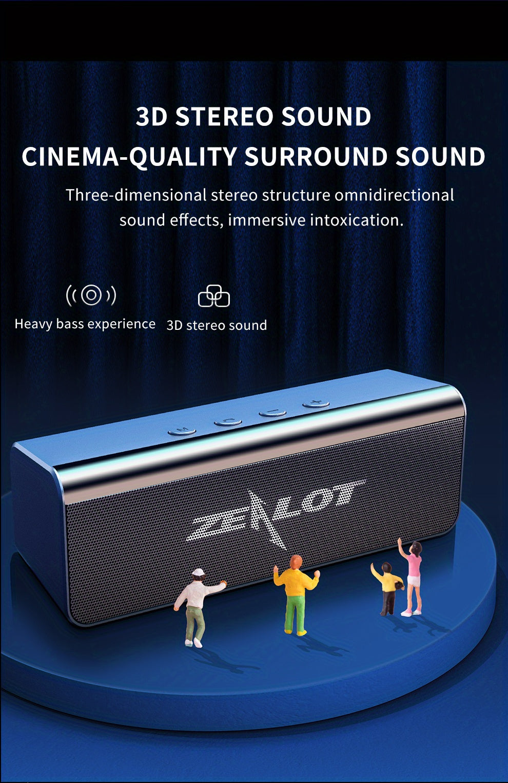 ZEALOT S31 Futuristic Portable Wireless Speaker, 2200mAh Battery, 10-Hour Playtime, Dual Loud Stereo with 3D Surround Sound, Wireless 5.0, Compatible with Phones/Tablets/TVs, Perfect for Home, Car, Outdoor & Camping - Great G