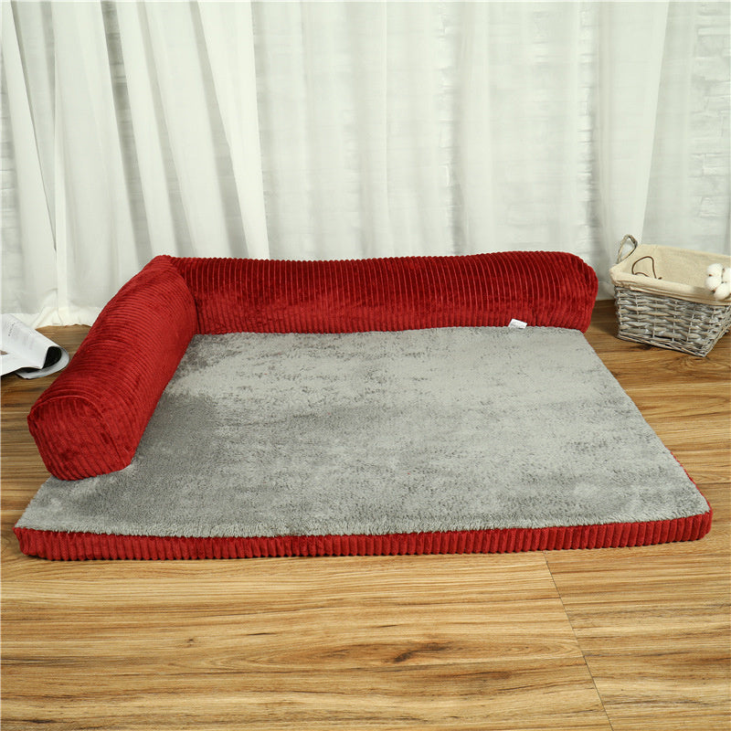 Corduroy Pet Sofa Bed – Soft, Non-Slip & Washable Dog Bed