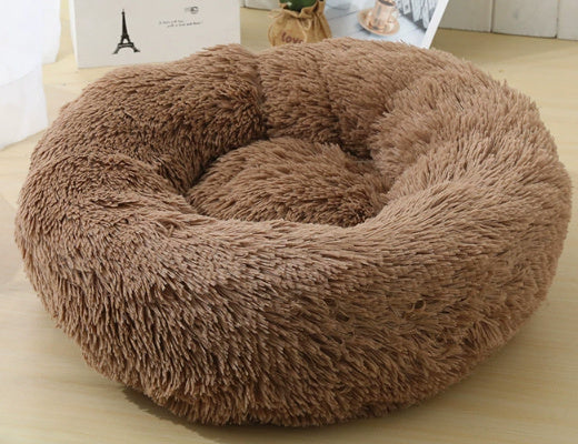 Plush Calming Pet Bed – Round Donut Nest for Dogs & Cats