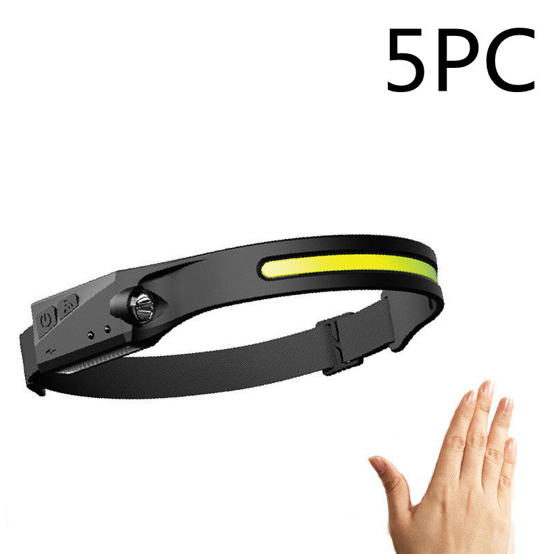 COB LED Motion Sensor Headlamp – USB Rechargeable Waterproof Headlight for Camping, Running & Cycling