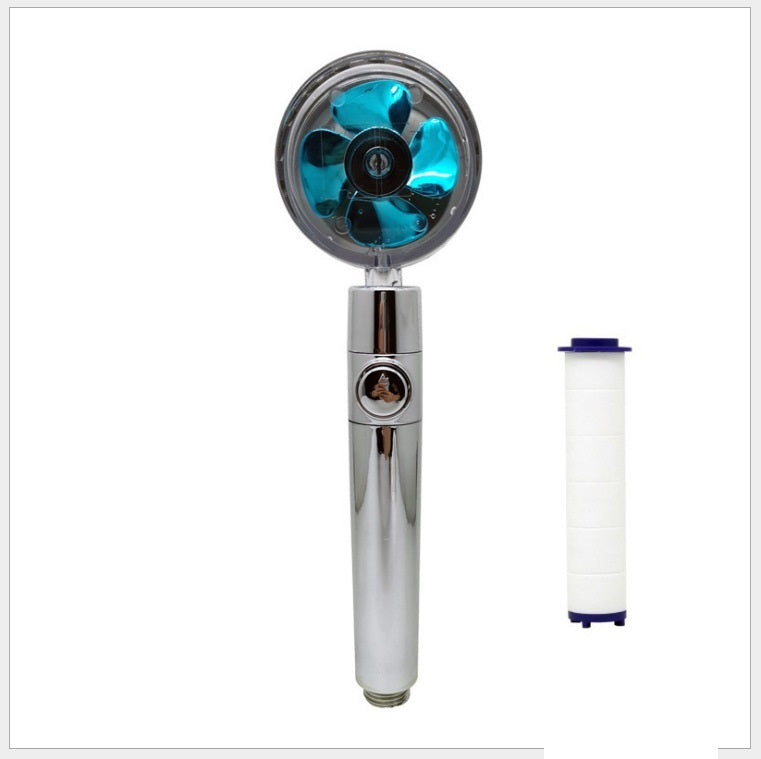 Turbocharged Shower Head with Stop Button & Cotton Filter – High Pressure Propeller Design