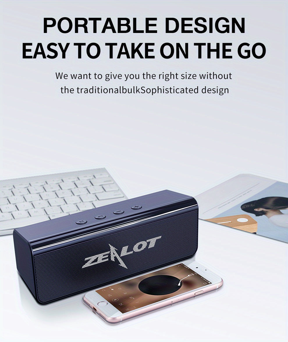 ZEALOT S31 Futuristic Portable Wireless Speaker, 2200mAh Battery, 10-Hour Playtime, Dual Loud Stereo with 3D Surround Sound, Wireless 5.0, Compatible with Phones/Tablets/TVs, Perfect for Home, Car, Outdoor & Camping - Great G