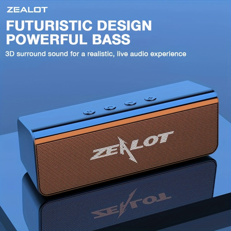 ZEALOT S31 Futuristic Portable Wireless Speaker, 2200mAh Battery, 10-Hour Playtime, Dual Loud Stereo with 3D Surround Sound, Wireless 5.0, Compatible with Phones/Tablets/TVs, Perfect for Home, Car, Outdoor & Camping - Great G