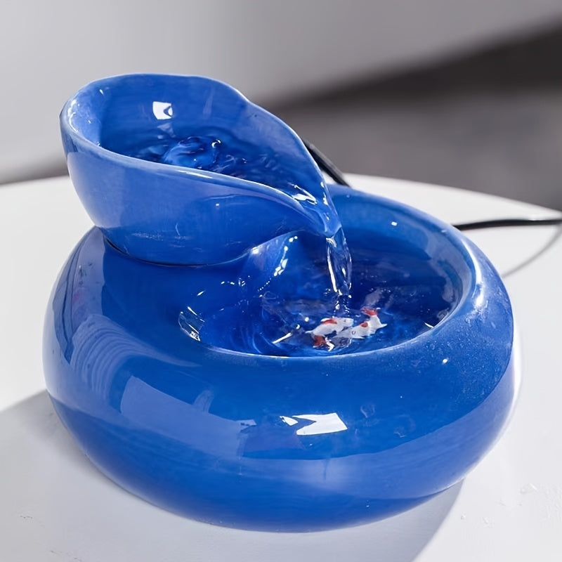 Automatic Circulation Pet Water Dispenser with Replaceable Filter - USB-Powered Hygienic Water Bowl for Cats & Dogs, Modern Blue Design with White Accents, No Battery Needed, Cat Water Fountain, Pet Hydration Solution, Contem